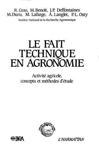 Fait technique en agronomie - Raymond Gras - Quae