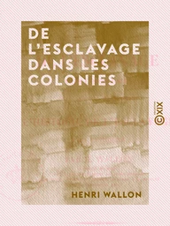 De l'esclavage dans les colonies - Pour servir d'introduction à l'Histoire de l'esclavage dans l'antiquité