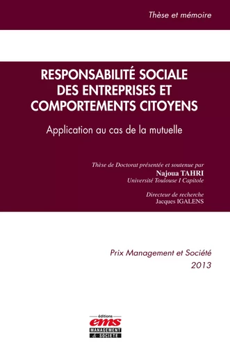 Responsabilité sociale des entreprises et comportements citoyens - Najoua Tahri - Éditions EMS