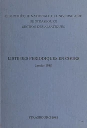 Liste des périodiques en cours (Janvier 1988)