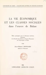 La vie économique et les classes sociales dans l'œuvre de Balzac