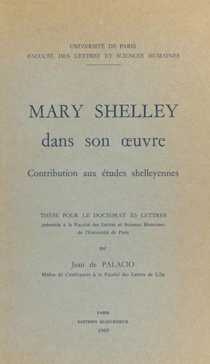 Mary Shelley dans son œuvre - Jean de Palacio - FeniXX réédition numérique