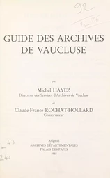 Guide des archives de Vaucluse