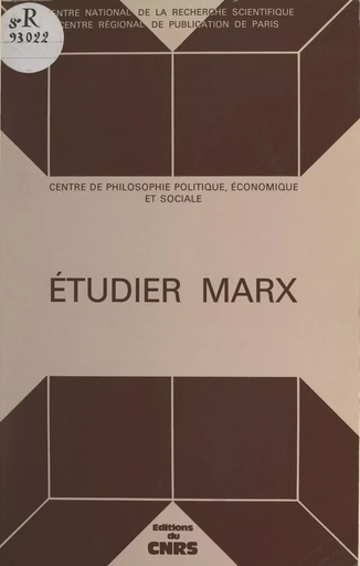 Étudier Marx - Georges Labica - CNRS Éditions (réédition numérique FeniXX)