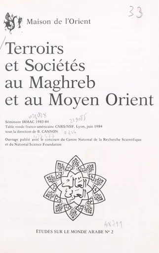 Terroirs et sociétés au Maghreb et au Moyen Orient -  - FeniXX réédition numérique