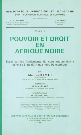 Pouvoir et droit en Afrique noire - Maurice Kamto - FeniXX réédition numérique