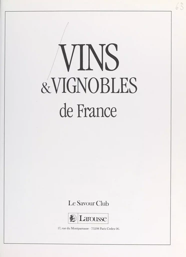 Vins et vignobles de France -  Collectif - (Larousse) réédition numérique FeniXX