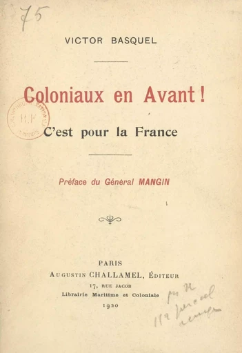 Coloniaux en avant ! - Victor Basquel - FeniXX réédition numérique