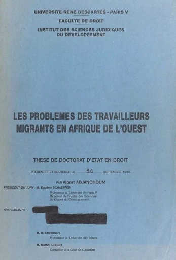 Les problèmes des travailleurs migrants en Afrique de l'Ouest - Albert Adjanohoun - FeniXX réédition numérique