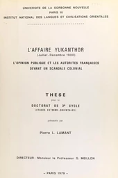 L'affaire Yukantor, juillet-décembre 1900