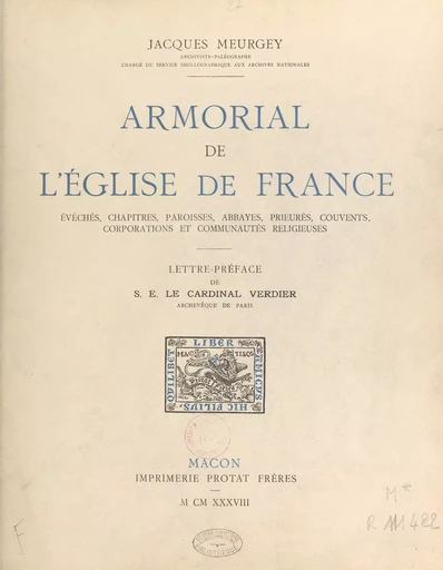 Armorial de l'Église de France - Jacques Meurgey de Tupigny - FeniXX rédition numérique