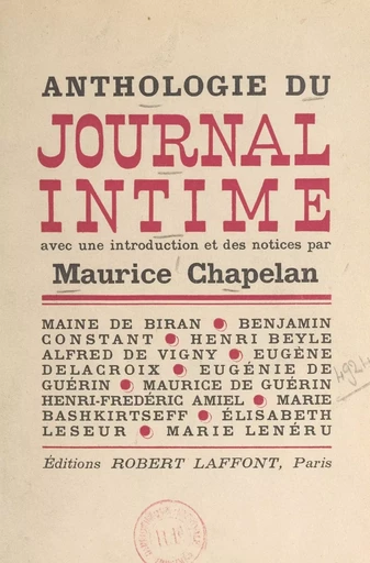 Anthologie du journal intime - Maurice Chapelan - (Robert Laffont) réédition numérique FeniXX