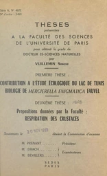 Contribution à l'étude écologique du lac de Tunis