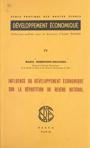 Influence du développement économique sur la répartition du revenu national - Maria Negreponti-Delivanis - (Sedes) réédition numérique FeniXX