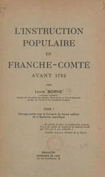 L'instruction populaire en Franche-Comté avant 1792 (1)