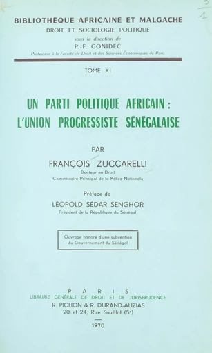 Un parti politique africain, l'Union progressiste sénégalaise - François Zuccarelli - FeniXX réédition numérique