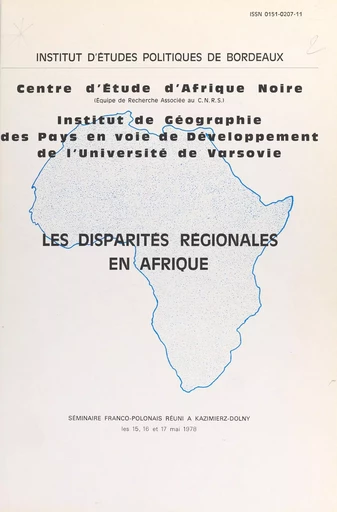 Les disparités régionales en Afrique - Czeszaw Ederowski, Bohdan Jalowecki, Zygmunt Komdrowski - FeniXX réédition numérique