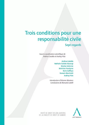 Trois conditions pour une responsabilité civile - Andrea Cataldo, Audrey Pütz, Ouvrage Collectif - Anthemis