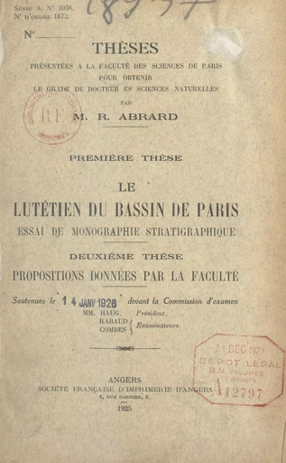 Le lutétien du bassin de Paris - René Abrard - FeniXX réédition numérique