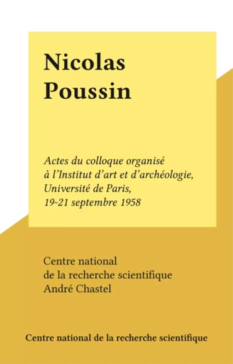 Nicolas Poussin -  CNRS - FeniXX réédition numérique