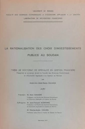 La rationalisation des choix d'investissements publics au Soudan