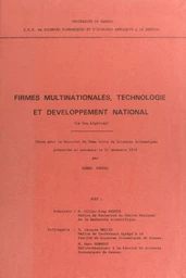 Firmes multinationales, technologie et développement national : le cas algérien