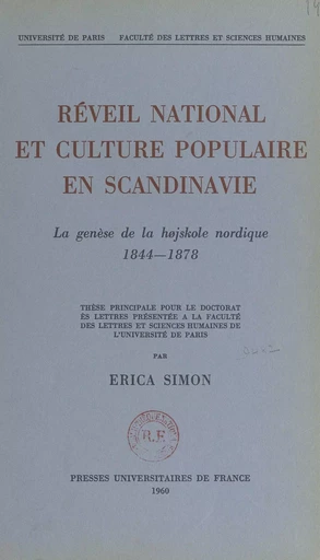 Réveil national et culture populaire en Scandinavie - Erica Simon - (Presses universitaires de France) réédition numérique FeniXX