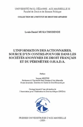 L’information des actionnaires, source d’un contre-pouvoir dans les sociétés anonymes de droit français et du périmètre O.H.A.D.A.