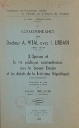 Correspondance du docteur A. Vital avec I. Urbain, 1845-1874 (5)