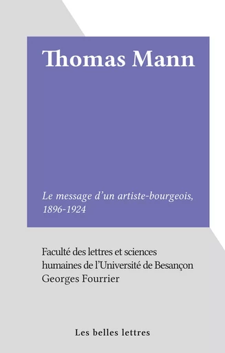 Thomas Mann - Georges Fourrier - FeniXX réédition numérique