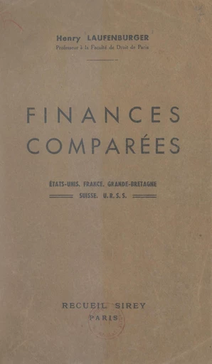 Finances comparées - Henry Laufenburger - FeniXX réédition numérique