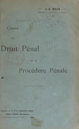 Cours de droit pénal et de procédure pénale