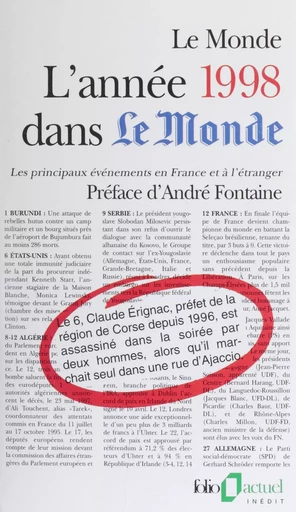 L'année 1998 dans «Le Monde» - Maryvonne Roche - Gallimard (réédition numérique FeniXX)