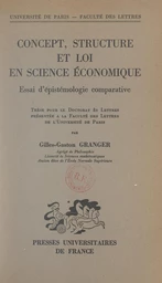 Concept, structure et loi en science économique. Essai d'épistémologie comparative