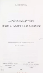 L'univers sémantique de "The Rainbow" de D.H. Lawrence