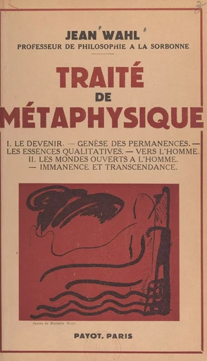 Traité de métaphysique - Jean Wahl - FeniXX réédition numérique