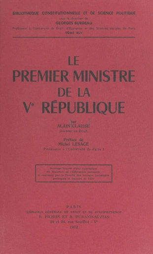 Le Premier ministre de la Ve République - Alain Claisse - FeniXX réédition numérique