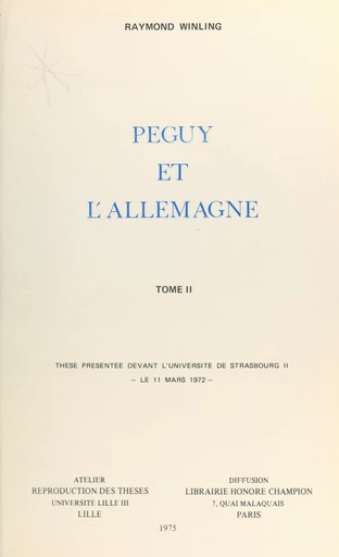 Péguy et l'Allemagne (2) - Raymond Winling - FeniXX réédition numérique