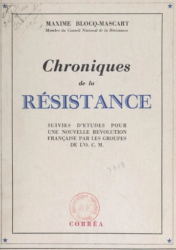 Chroniques de la résistance - Maxime Blocq-Mascart - FeniXX réédition numérique