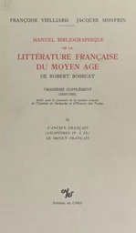 Manuel bibliographique de la littérature française du Moyen Âge de Robert Bossuat (2) : supplément couvrant la période 1960-1980