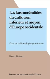 Les kosmocératidés du Callovien inférieur et moyen d'Europe occidentale