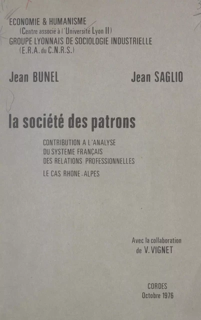 La société des patrons - Jean Bunel, Jean Saglio - FeniXX réédition numérique