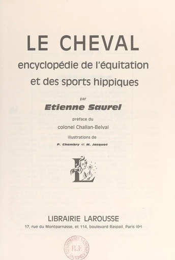 Le cheval - Étienne Saurel - (Larousse) réédition numérique FeniXX