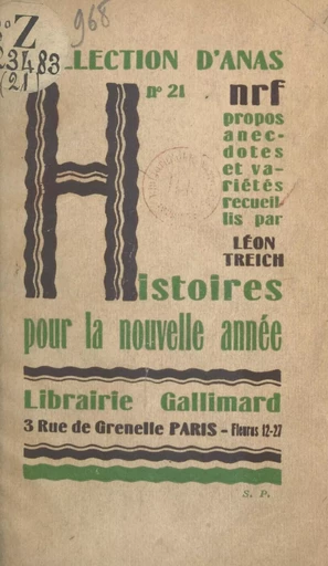 Histoires pour la nouvelle année - Léon Treich - (Gallimard) réédition numérique FeniXX