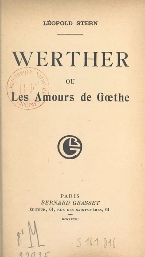 Werther - Léopold Stern - (Grasset) réédition numérique FeniXX