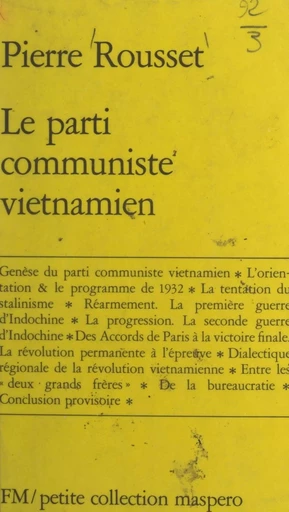 Le parti communiste vietnamien - Pierre Rousset - (La Découverte) réédition numérique FeniXX