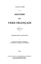 Histoire du vers français. Tome VII