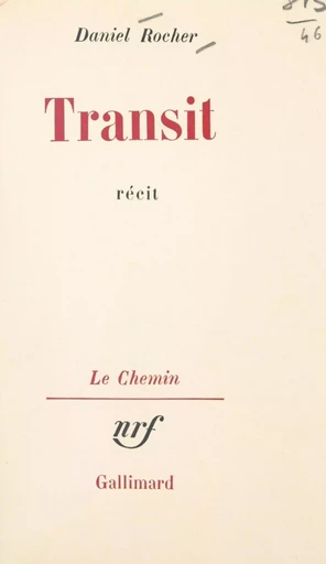 Transit - Daniel Rocher - (Gallimard) réédition numérique FeniXX