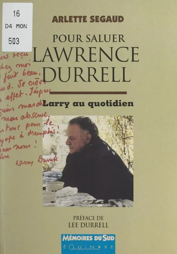 Pour saluer Lawrence Durrell - Arlette Segaud - (Equinoxe) réédition numérique FeniXX