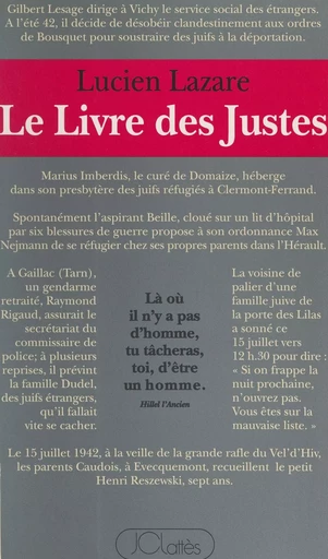 Le livre des Justes - Lucien Lazare - (JC Lattès) réédition numérique FeniXX